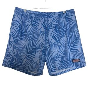 Vineyard Vines Blue Swim Trunks Floral Print Size Large Leaves Tropical